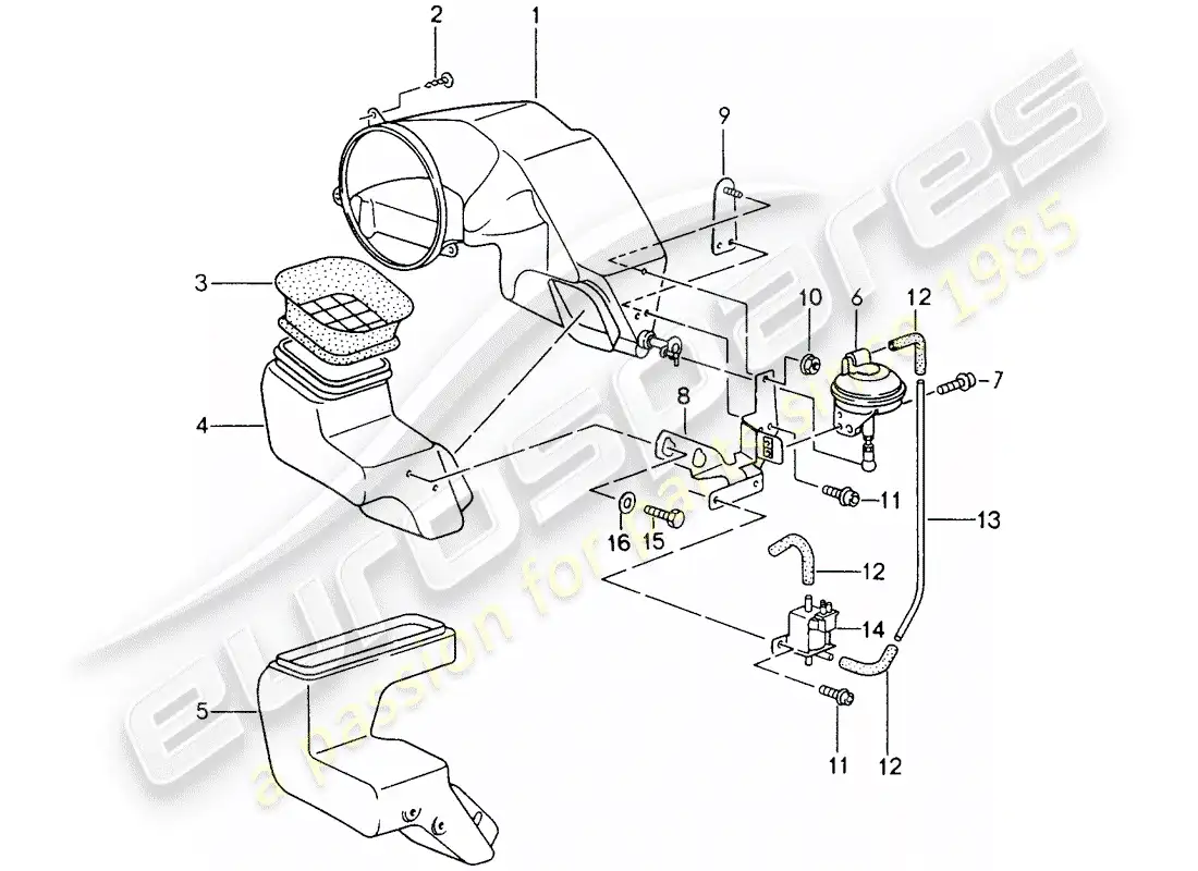 porsche 1996 (993) entrada de aire fresco diagrama de piezas