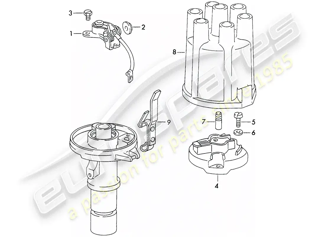 porsche 1973 (911) distribuidor - - marelli - - d >> - mj 1971 diagrama de piezas