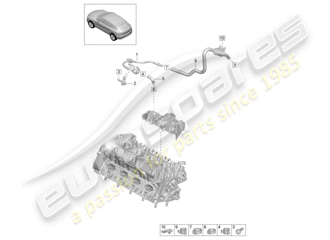 porsche 2021 (macan) diagrama de piezas del tanque de combustible de la línea de respiración