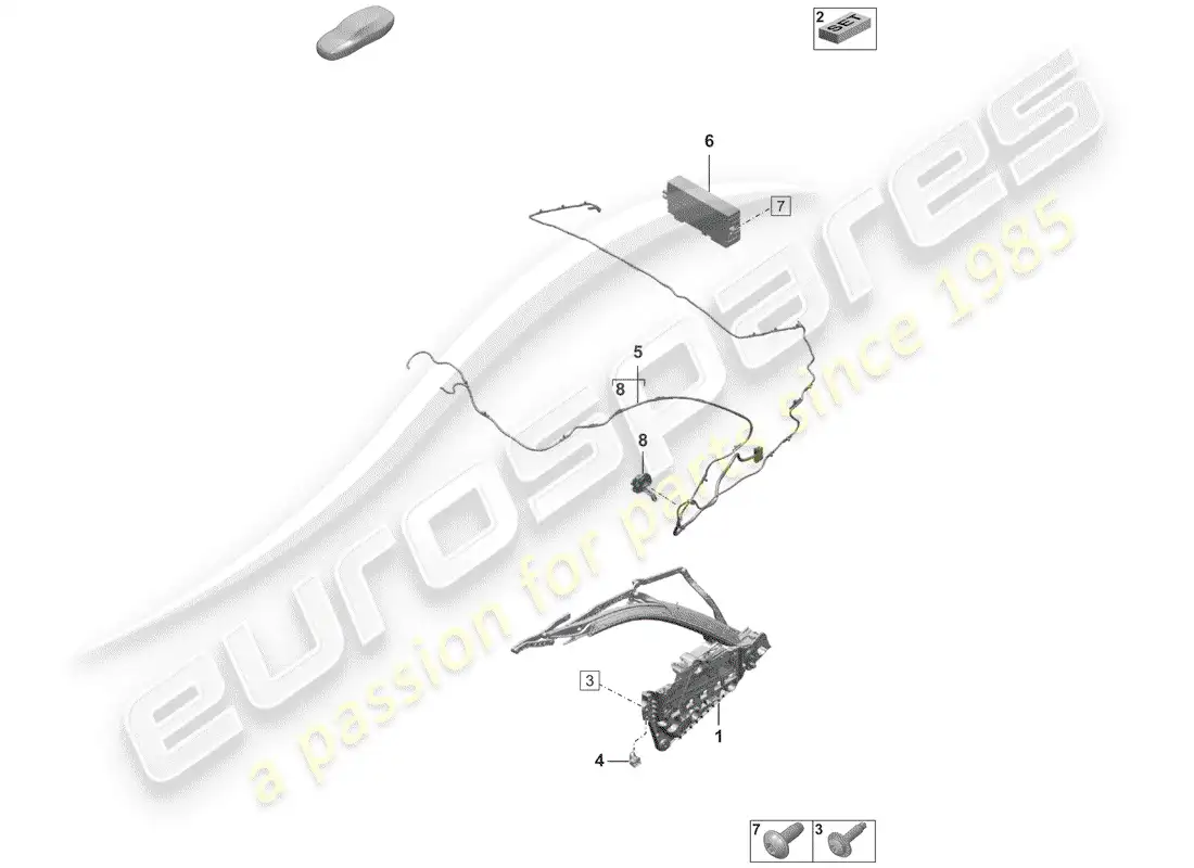 porsche 2019 (992-1) marco superior diagrama de piezas