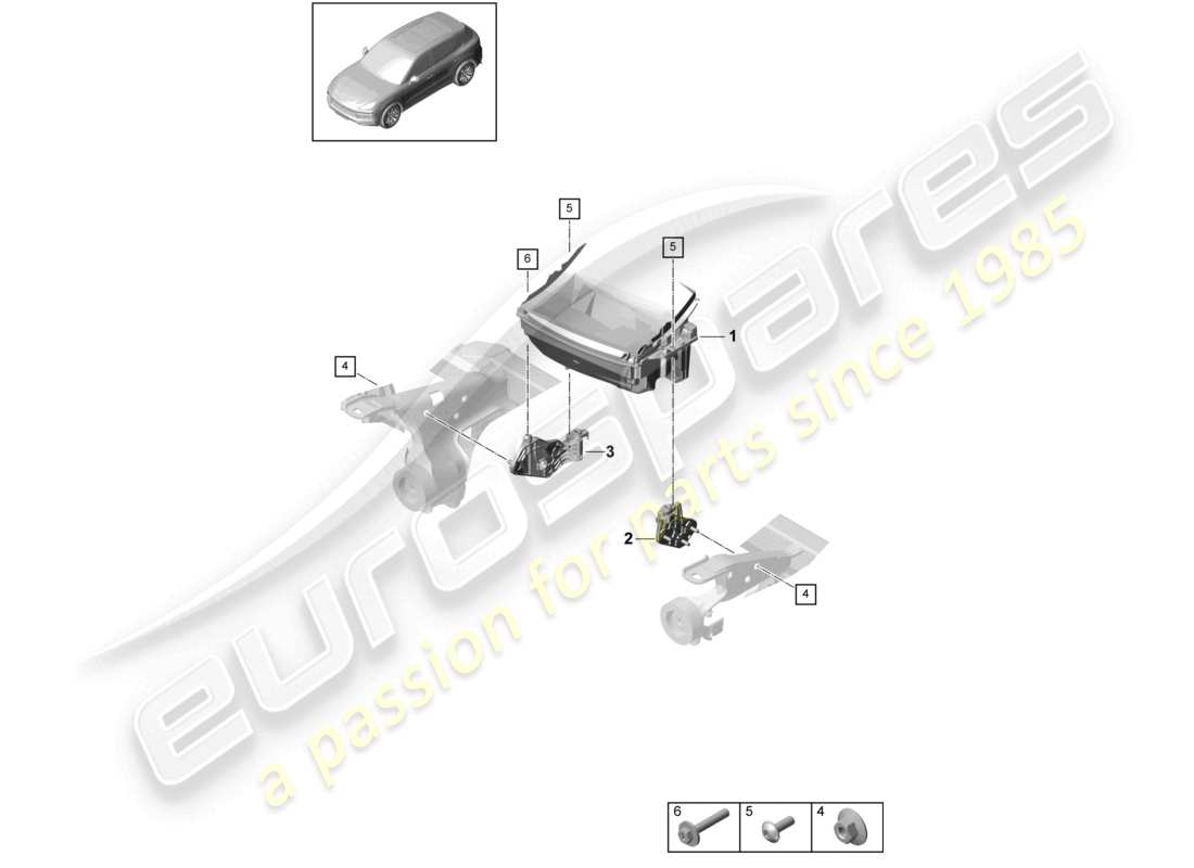 porsche 2023 (cayenne e3 9ya/9yb) diagrama de piezas de la pantalla de visualización frontal