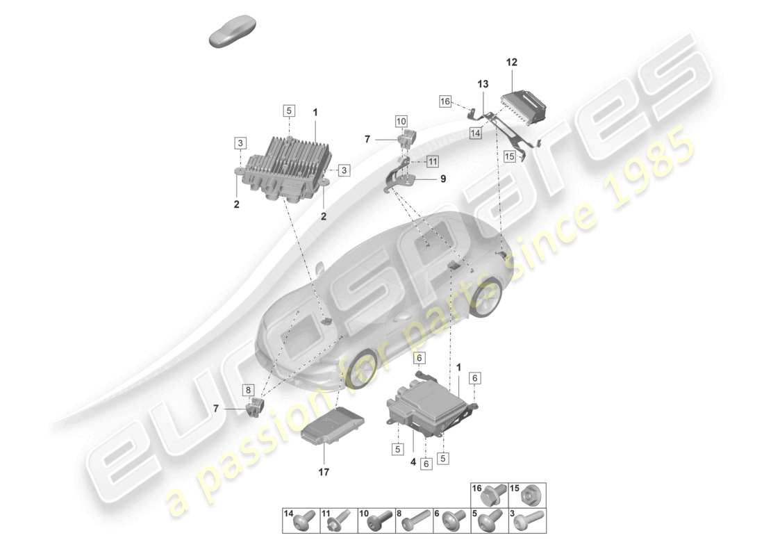 porsche 2022 (taycan 9j1-1) unidad de control para estabilización activa del balanceo unidad de control para suspensión adaptativa diagrama de piezas