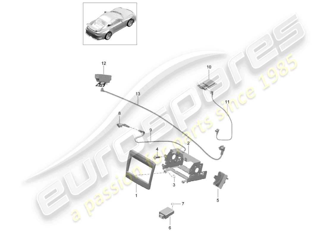 porsche 2021 (991-2 r/gt3/rs) preparación de piezas eléctricas para el sistema de navegación j.. japón d >>- diagrama de piezas mj 2017