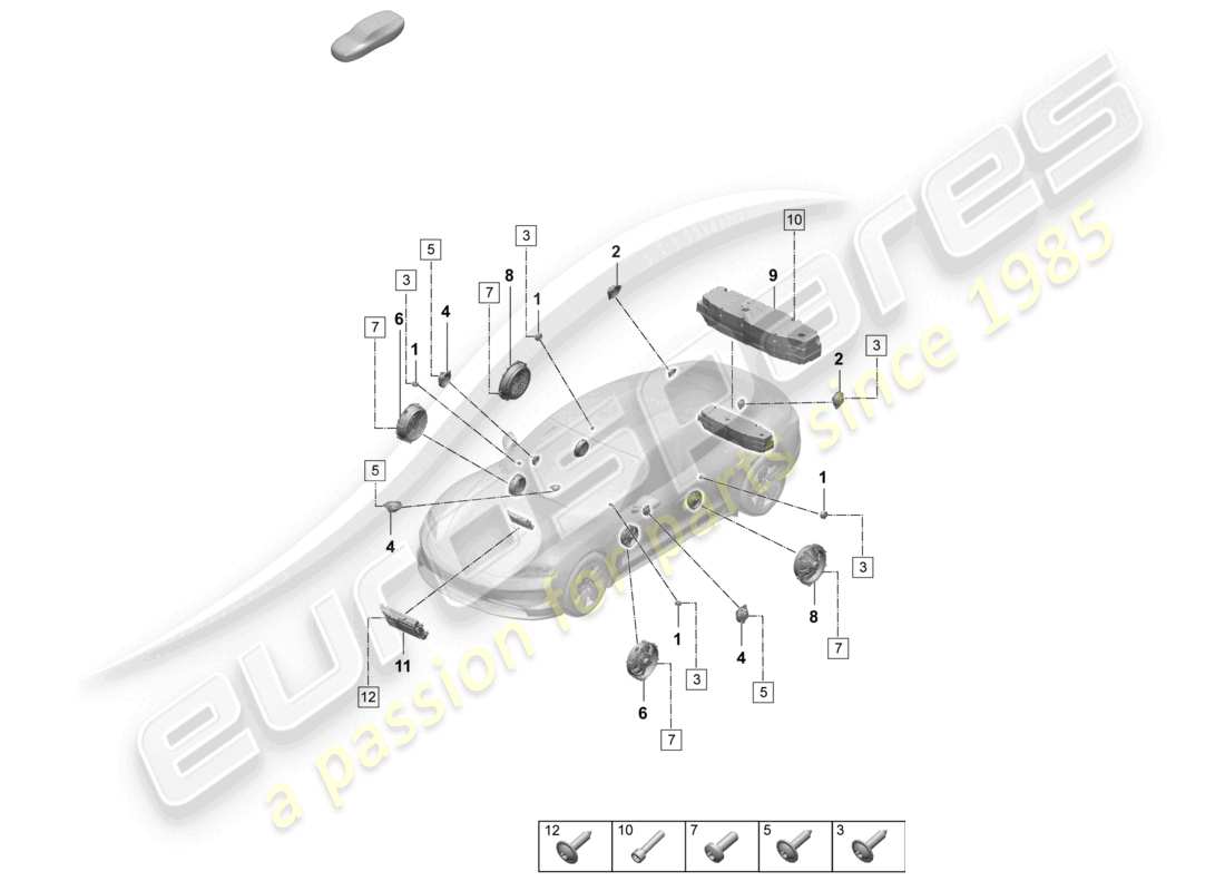 porsche 2026 (taycan 9j1-2) altavoces premium diagrama de piezas