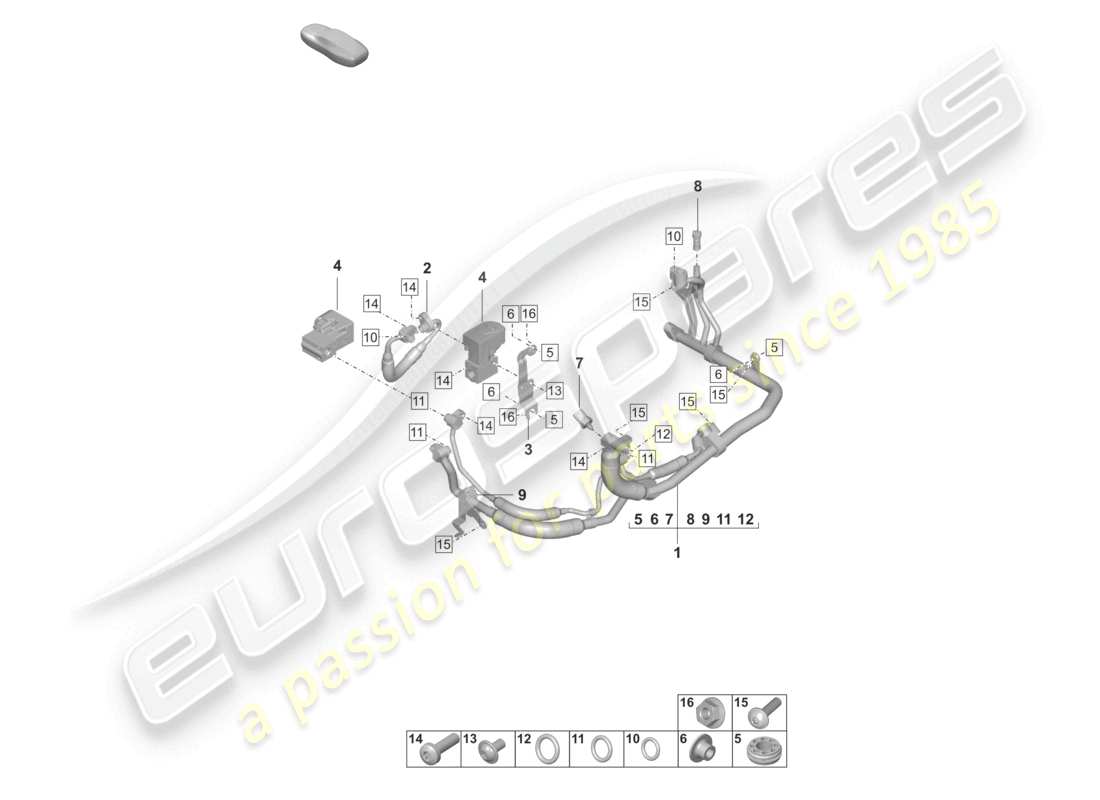 porsche 2021 (taycan 9j1-1) intercambiador de calor del aire acondicionado r134a refrigerante diagrama de piezas