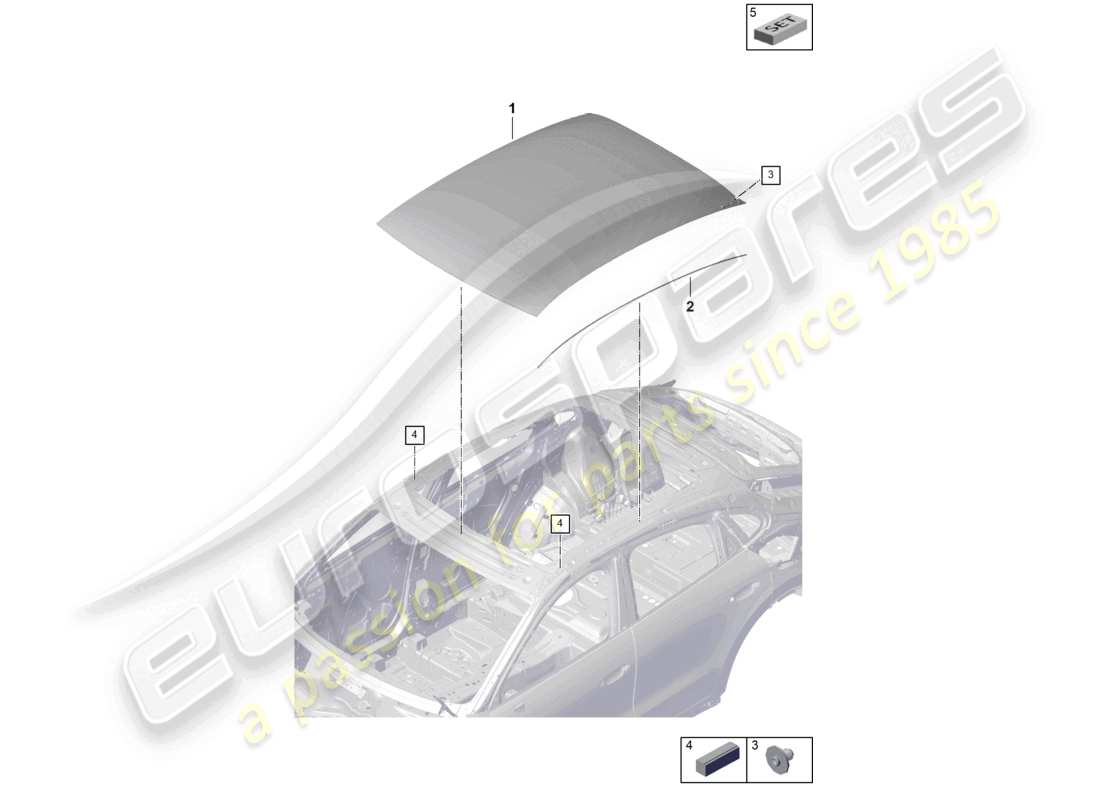 porsche 2024 (cayenne e3 pa) techo de cristal diagrama de piezas