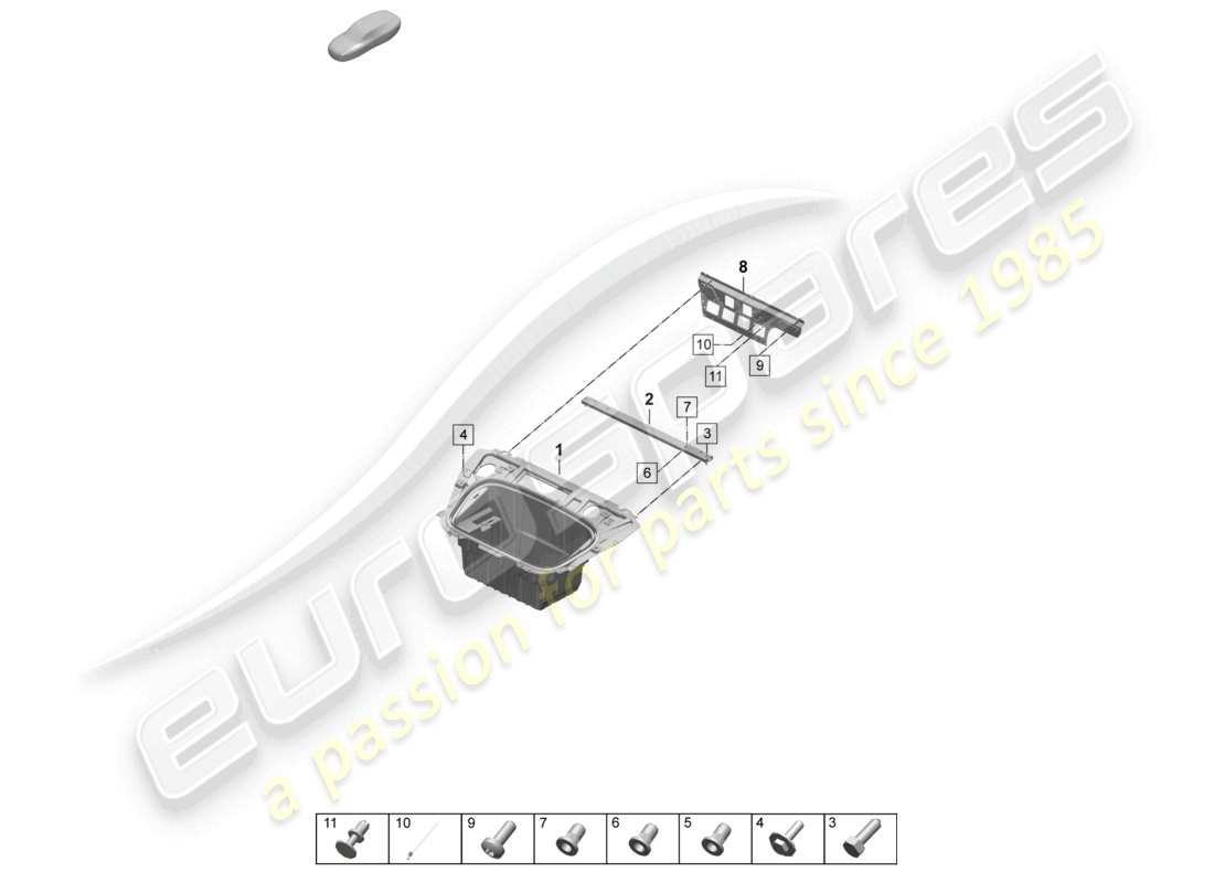 porsche 2025 (taycan 9j1-2) diagrama de piezas de accesorios del revestimiento del compartimento de equipaje de la parte delantera