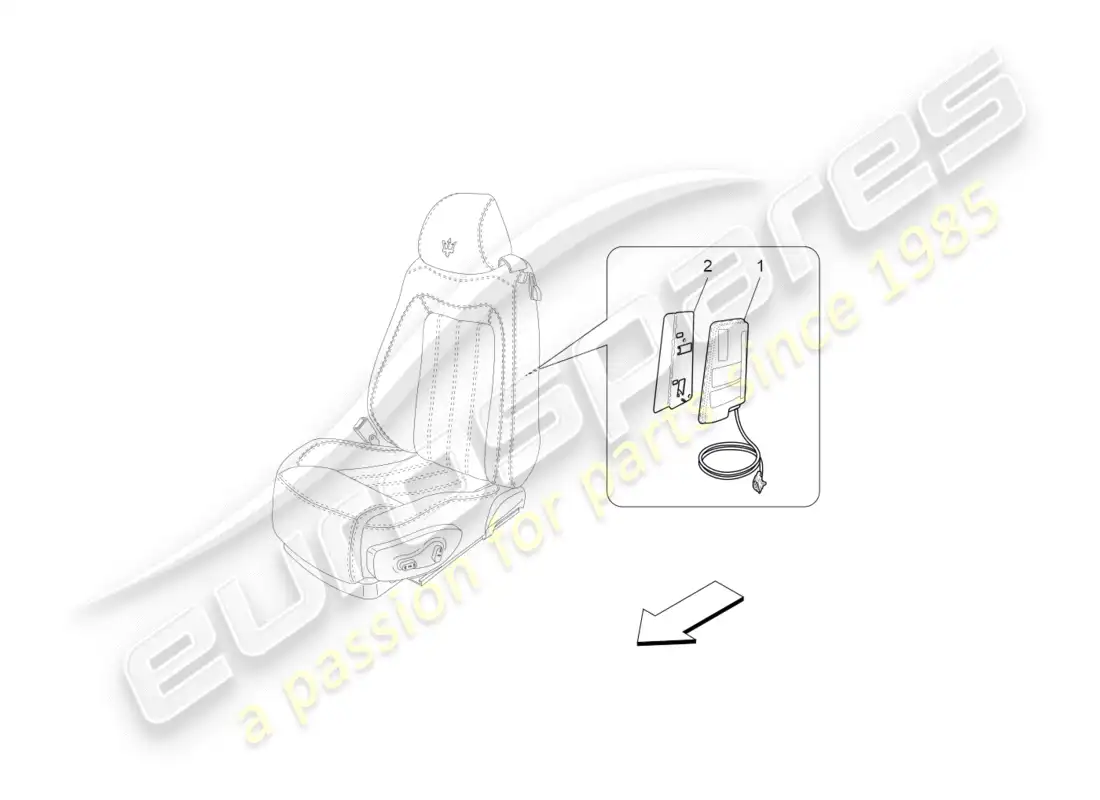 maserati granturismo (2016) sistema de bolsas laterales delanteras diagrama de piezas