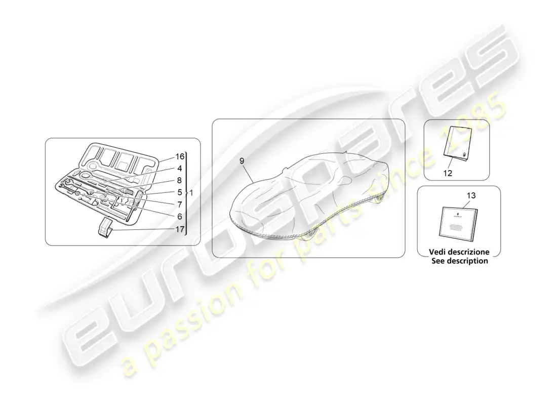 maserati granturismo s (2019) diagrama de piezas estándar proporcionado