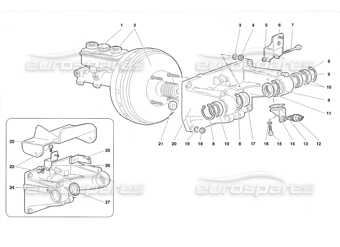 lamborghini diablo roadster (1998) montaje de pedales diagrama de piezas