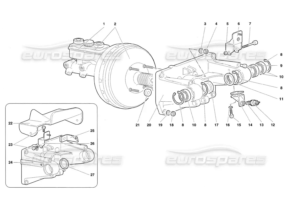 lamborghini diablo sv (1998) montaje de pedales diagrama de piezas