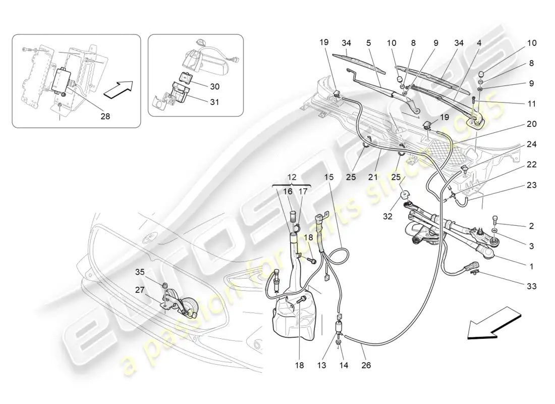 maserati granturismo s (2019) diagrama de piezas de dispositivos externos del vehículo