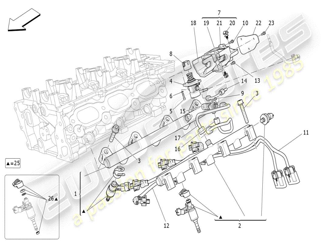 maserati ghibli (2021) diagrama de piezas de bombas de combustible y líneas de conexión