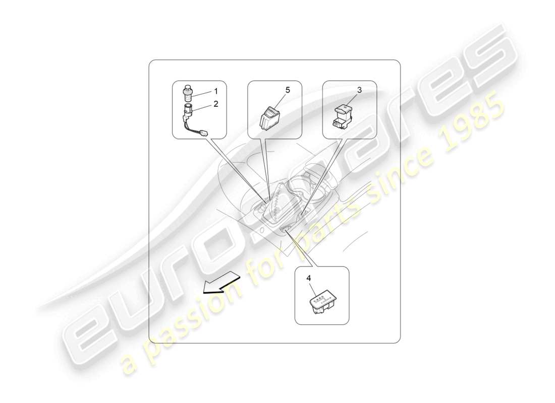 maserati grancabrio mc (2013) diagrama de piezas de los dispositivos de la consola central