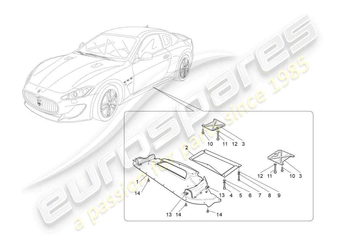 maserati granturismo mc stradale (2011) diagrama de piezas de protectores de bajos y pisos