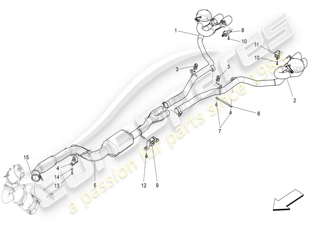 maserati ghibli (2020) silenciadores diagrama de piezas