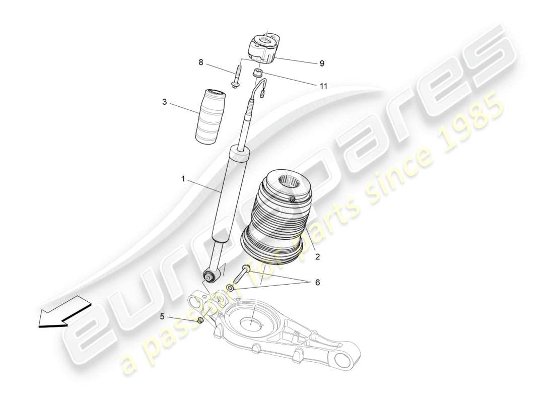 maserati levante trofeo (2020) diagrama de piezas de los dispositivos del amortiguador trasero