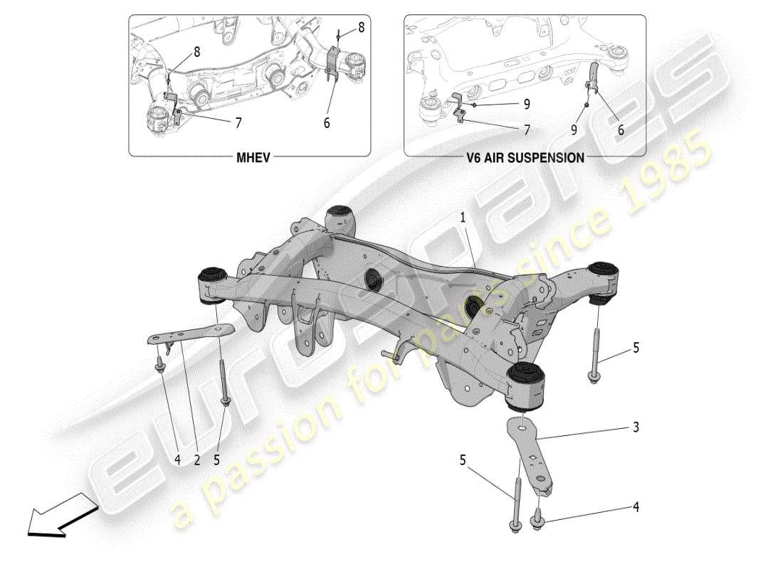 maserati grecale modena (2023) chasis trasero diagrama de piezas