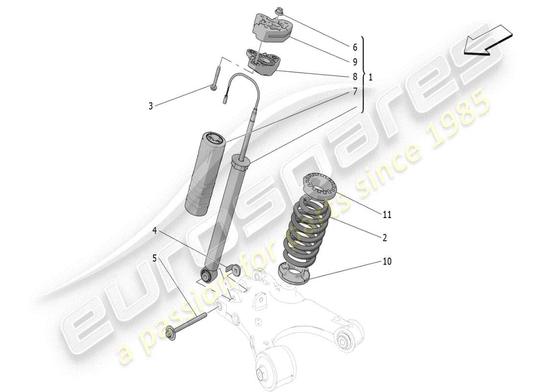maserati grecale modena (2023) dispositivos amortiguadores traseros diagrama de piezas