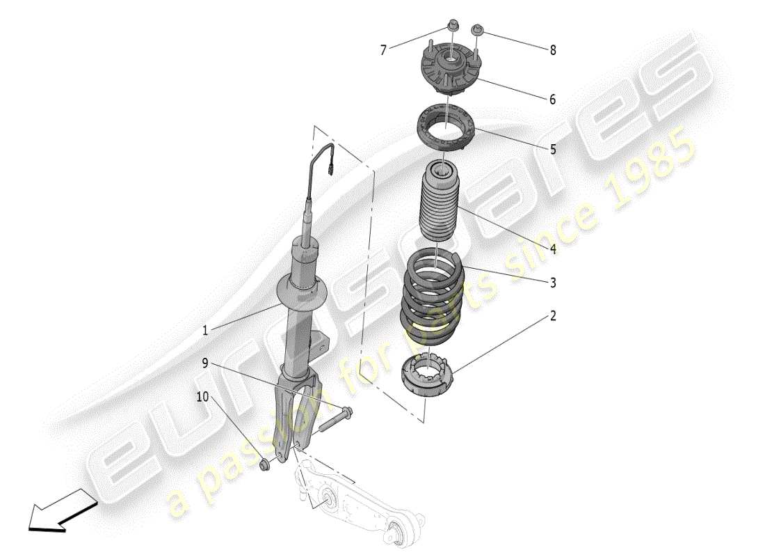 maserati grecale modena (2023) dispositivos amortiguadores delanteros diagrama de piezas