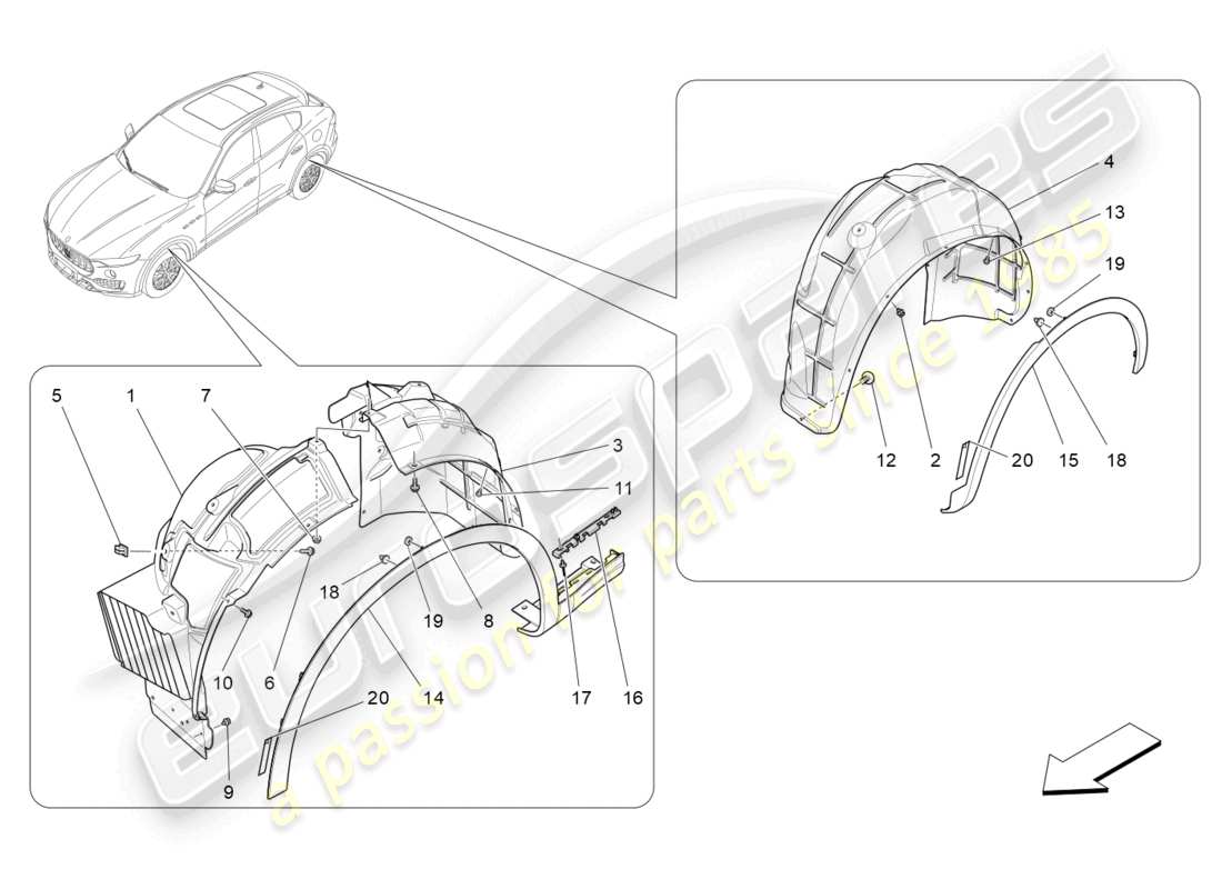 maserati levante (2020) rueda y tapas diagrama de piezas