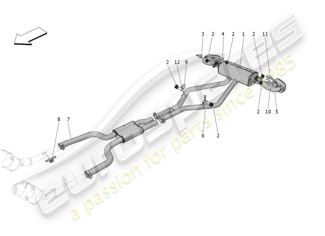 maserati grecale trofeo (2023) silenciadores diagrama de piezas
