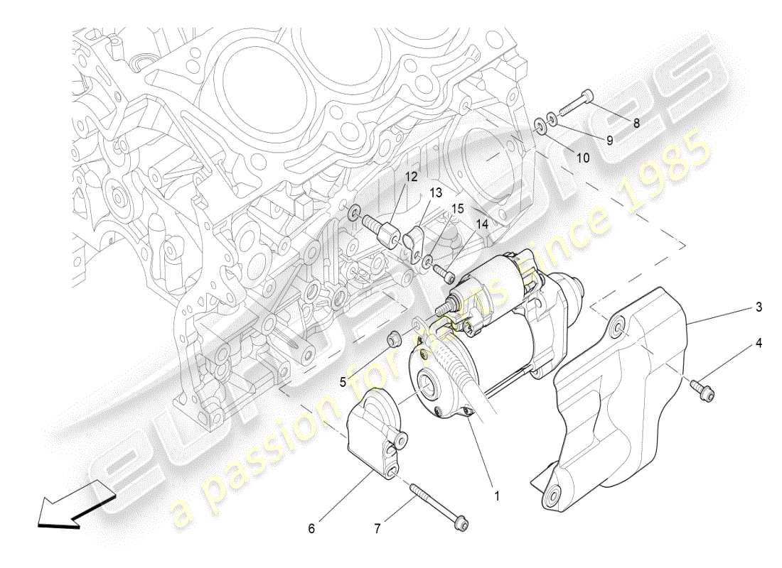 maserati ghibli (2021) control electrónico: diagrama de piezas de encendido del motor