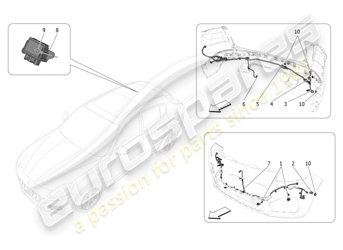 maserati grecale trofeo (2023) sensores de aparcamiento diagrama de piezas