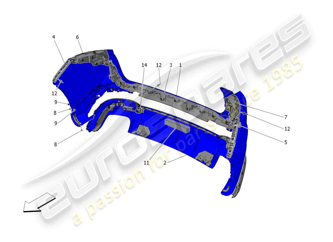 maserati grecale trofeo (2023) parachoques trasero diagrama de piezas