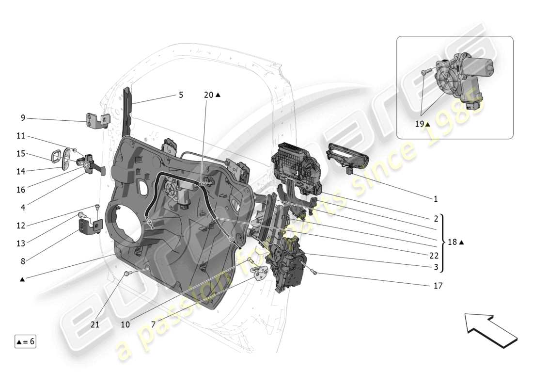 maserati grecale trofeo (2023) puertas delanteras: mecanismos diagrama de piezas