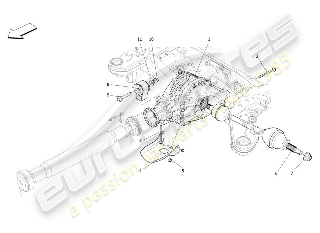 maserati quattroporte (2018) diagrama de piezas del diferencial y del eje trasero