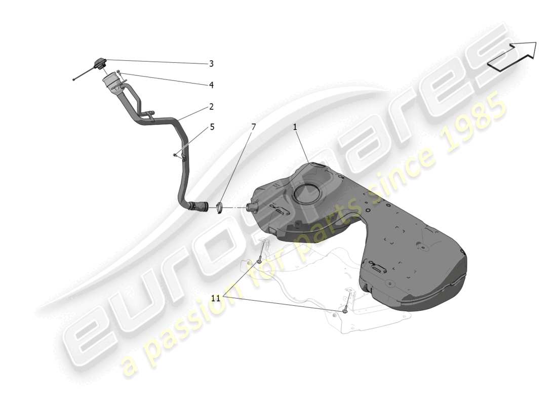 maserati grecale trofeo (2023) diagrama de piezas del tanque de combustible