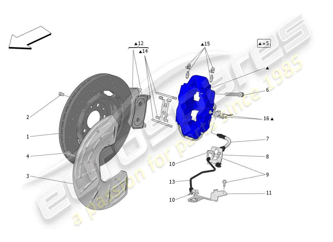 maserati grecale trofeo (2023) braking devices on rear wheels diagrama de piezas