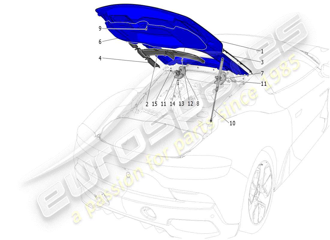 maserati mc20 (2024) rear lid diagrama de piezas
