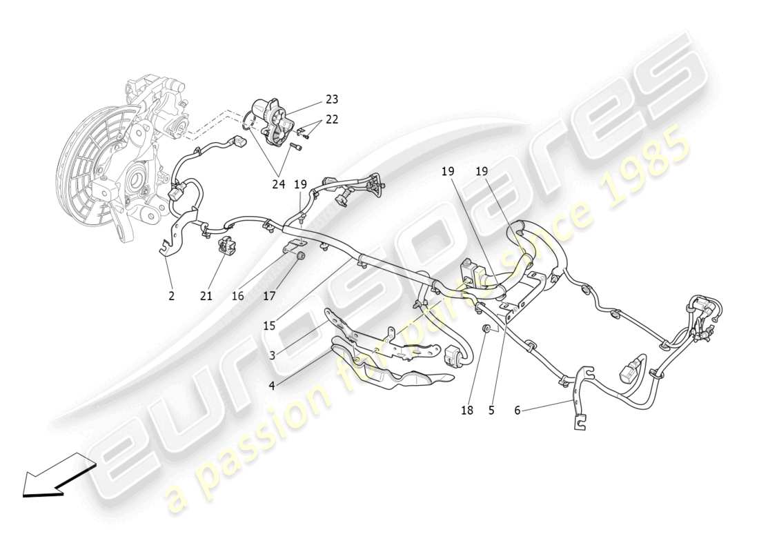 maserati ghibli (2017) diagrama de piezas del freno de estacionamiento