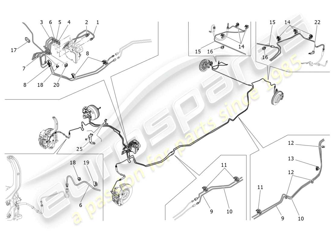 maserati ghibli (2018) diagrama de partes de líneas