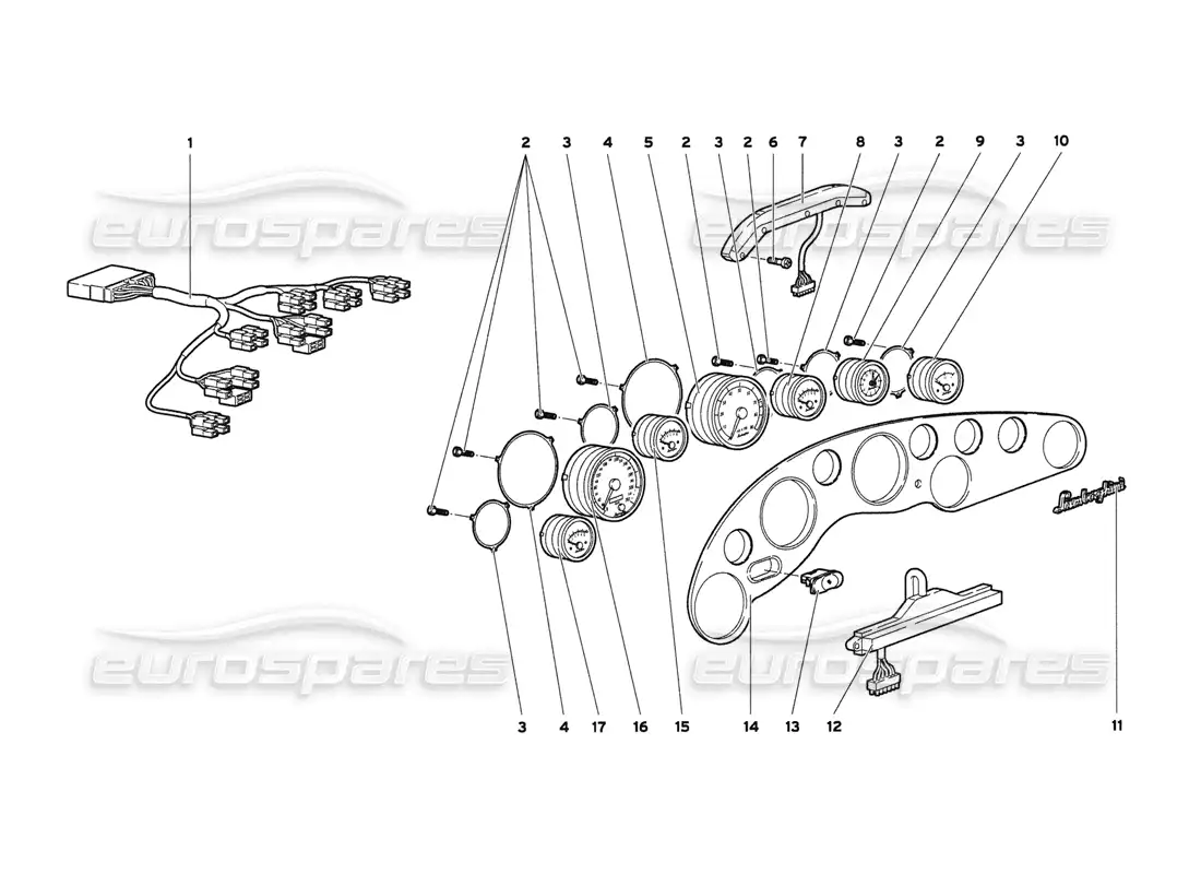 lamborghini diablo 6.0 (2001) instrumentos del tablero diagrama de piezas