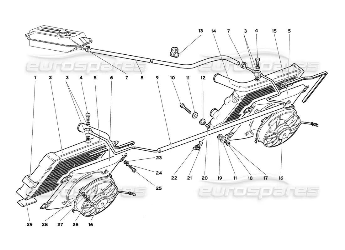 lamborghini diablo 6.0 (2001) radiadores y ventiladores eléctricos diagrama de piezas