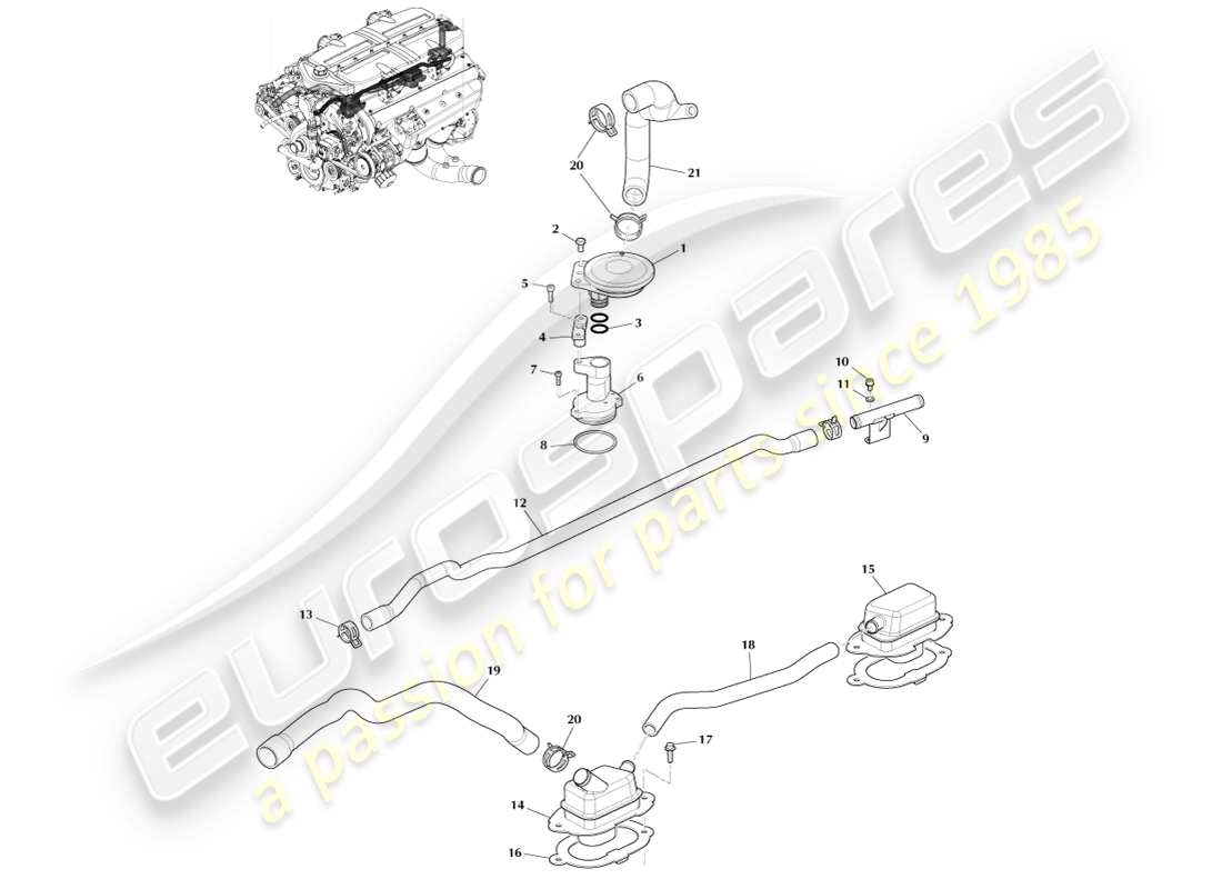 aston martin one-77 (2011) control de emisión diagrama de piezas