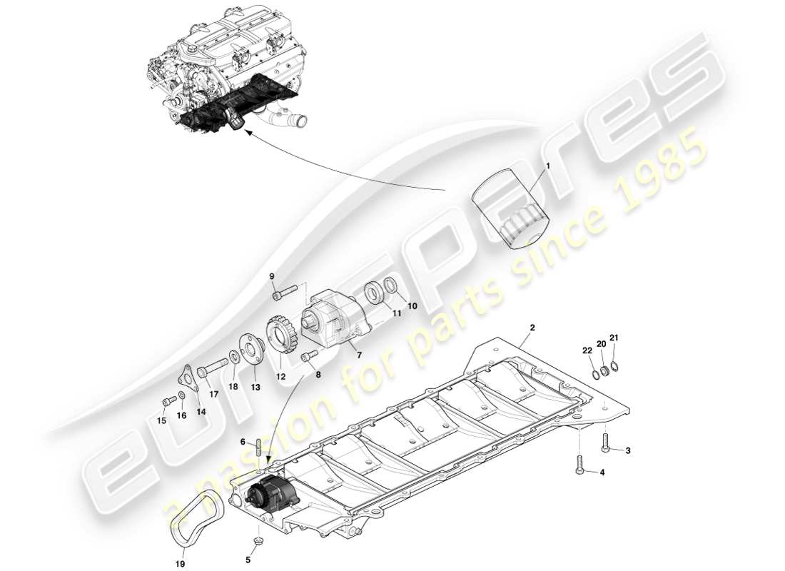 aston martin one-77 (2011) lubricación del motor diagrama de piezas
