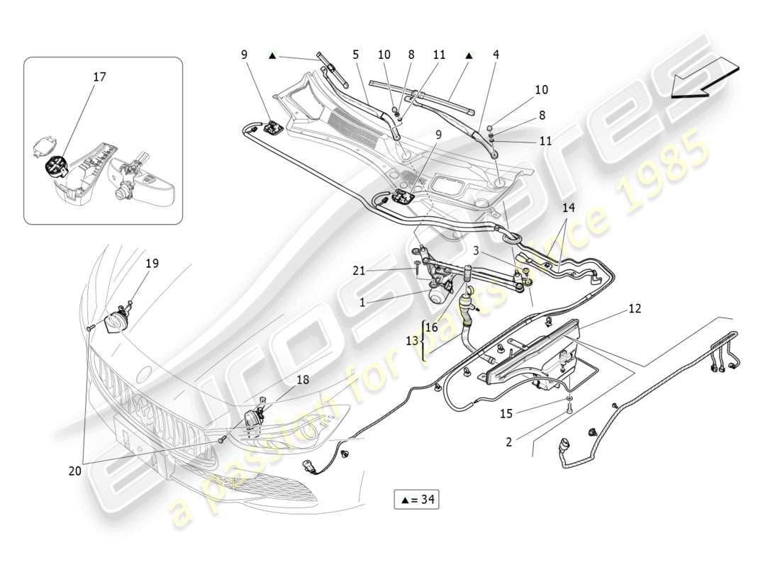 maserati ghibli (2014) diagrama de piezas de dispositivos externos del vehículo