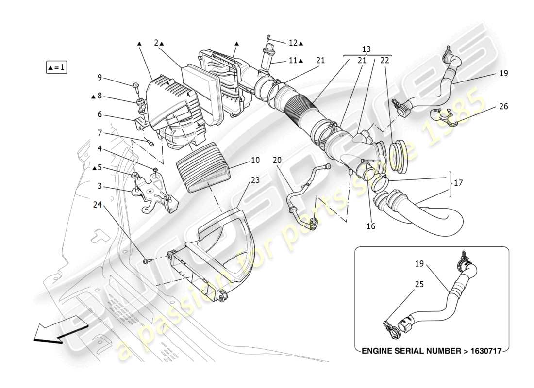 maserati levante gt (2022) filtro de aire, toma de aire y conductos diagrama de piezas