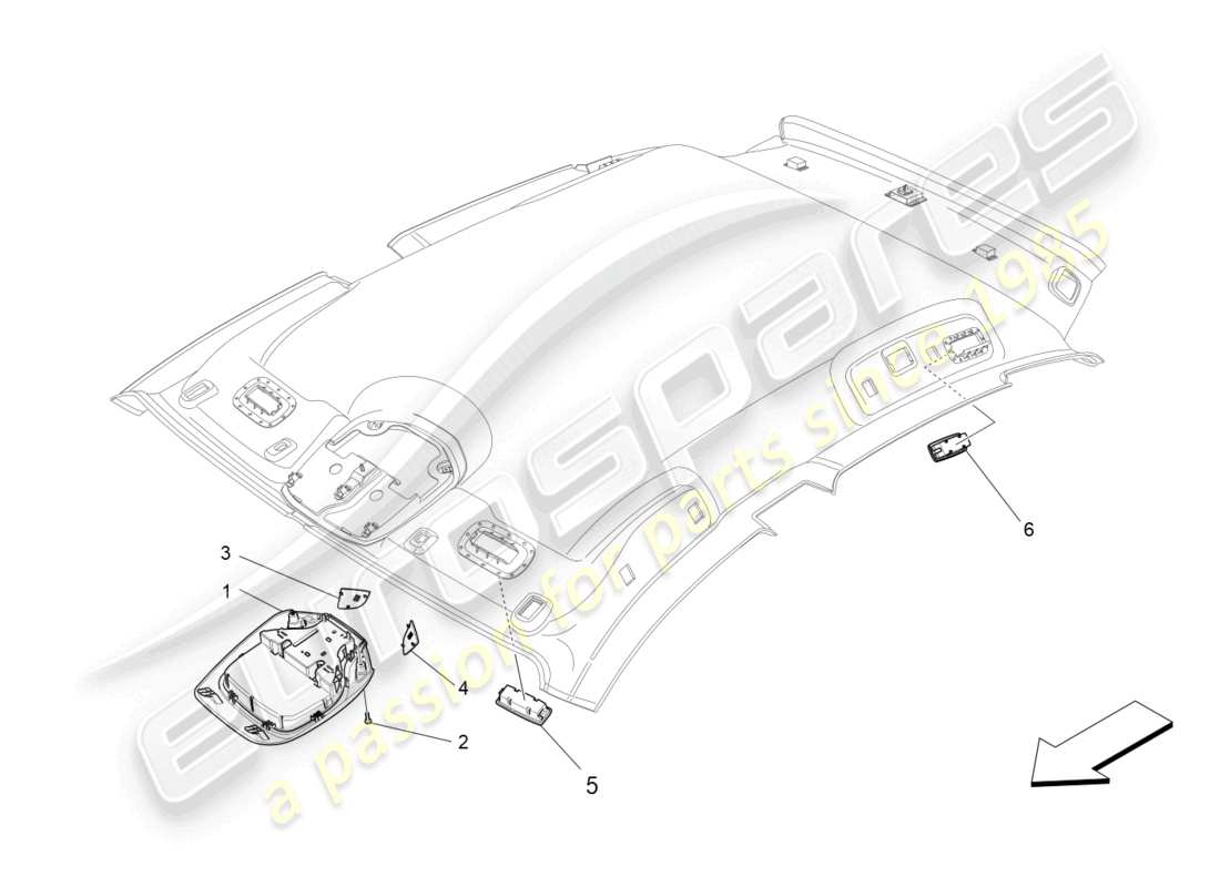 maserati levante trofeo (2020) diagrama de piezas de dispositivos internos del vehículo