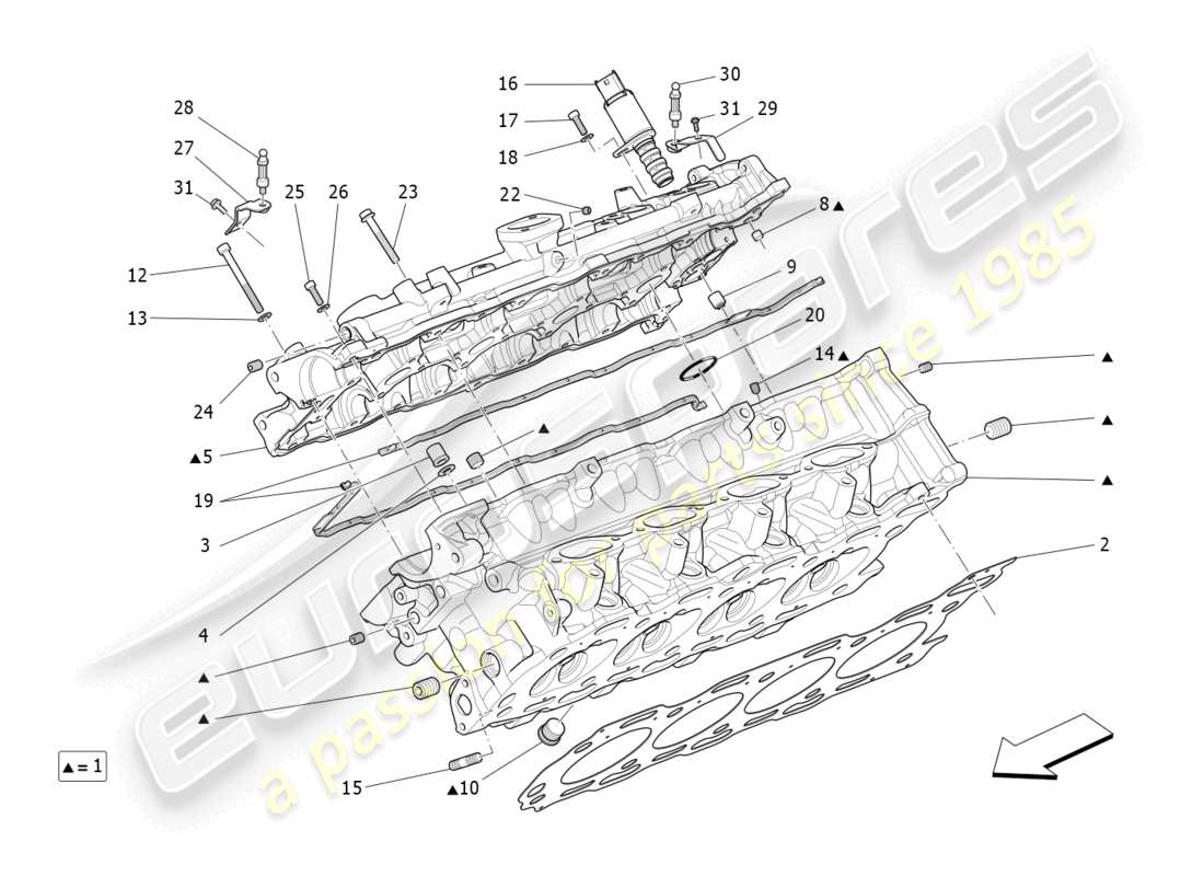 maserati levante gts (2020) culata derecha diagrama de piezas