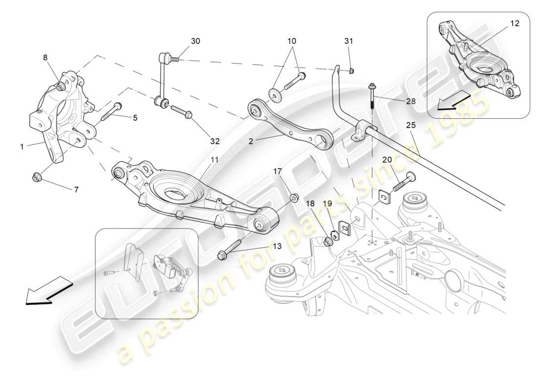 maserati levante modena (2022) rear suspension diagrama de piezas