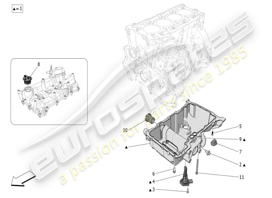 maserati grecale modena (2023) sistema de lubricación: circuito y recogida diagrama de piezas