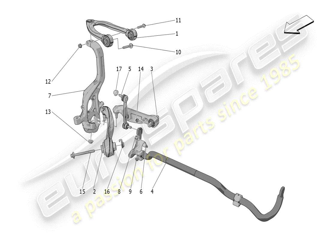 maserati grecale modena (2023) suspensión delantera diagrama de piezas