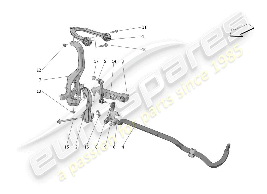 maserati grecale trofeo (2023) suspensión delantera diagrama de piezas