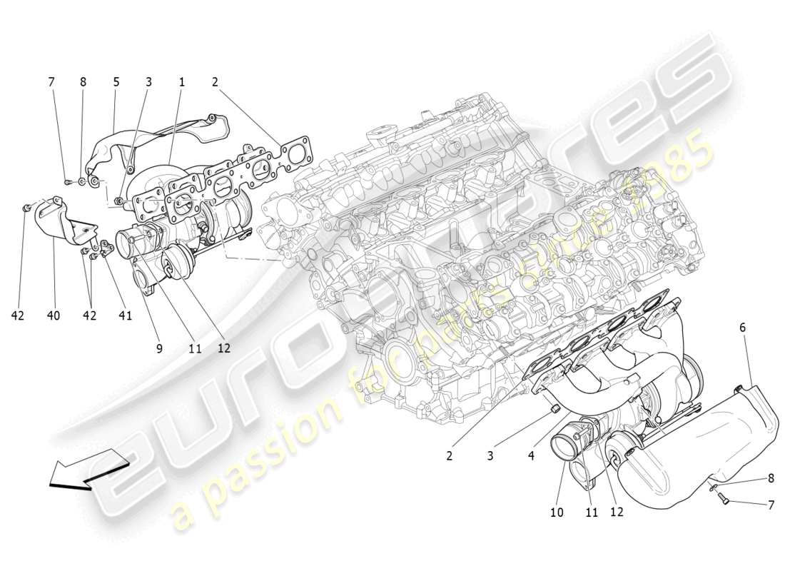 maserati levante gts (2020) sistema de turboalimentación: equipos diagrama de piezas