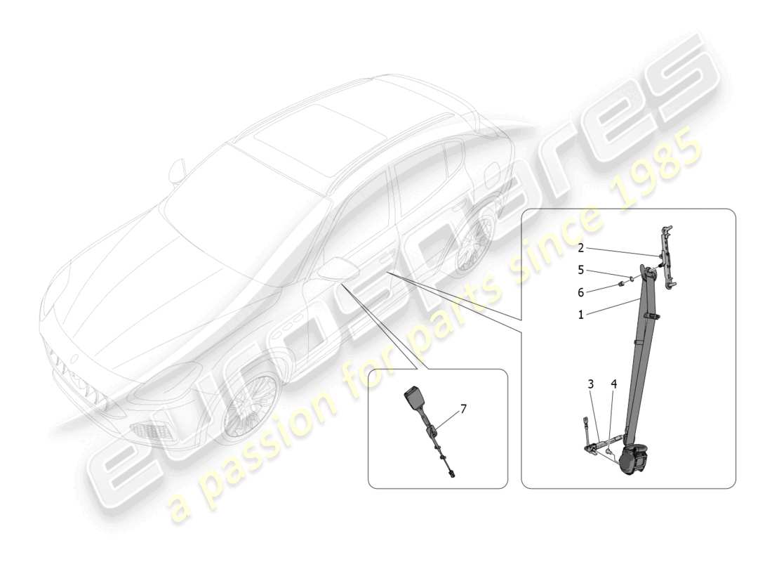 maserati grecale trofeo (2023) cinturones de seguridad delanteros diagrama de piezas